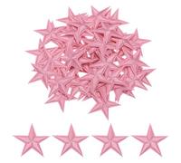 QUARKZMAN 50 Stück Sterne Patches zum Aufbügeln Rosa, 4.5cm Flicken zum Aufbügeln,Bestickte Aufnäher zum Aufbügeln Bügelflicken für Hut Jacke Jeans Rucksäcke DIY Dekoration