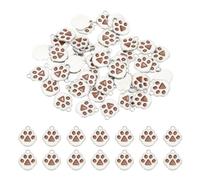 QUARKZMAN 50Stk Emaille Hunde-Pfoten-Anhänger 17.6x15mm Legierung Pfoten-Anhänger Schlüsselanhänger Charm Fußabdruck Tier-Anhänger Halskette Armband Schlüsselanhänger DIY Braun/Silber