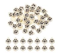 QUARKZMAN 50Stk Emaille Hundepfoten Anhänger 17.6x15mm Legierung Pfotenanhänger Schlüsselanhänger Charm Fußabdruck Tieranhänger Halskette Armband Schlüsselbund DIY Schwarz/Gold