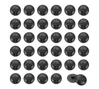 QUARKZMAN 50Stk Kunstleder-Optik Knöpfe Mit Öse 15mm/0.59Zoll Plastik Runde Nähknoepfe Für DIY Mäntel Anzüge Kleider Röcke Jacken Bekleidung Verzierung Schwarz