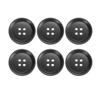 QUARKZMAN 6 Stück Bunte Knöpfe, 25mm 4 Löcher Harzknöpfe zum Annähen, Bastelknöpfe Runde Ersatzknöpfe Buttons für Nähen Mantel Hemden Kleidung DIY Handwerk Dekoration, Schwarz