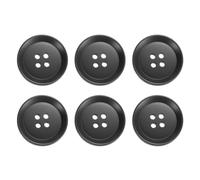 QUARKZMAN 6 Stück Bunte Knöpfe, 30mm 4 Löcher Harzknöpfe zum Annähen, Bastelknöpfe Runde Ersatzknöpfe Buttons für Nähen Mantel Hemden Kleidung DIY Handwerk Dekoration, Schwarz