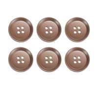 QUARKZMAN 6 Stück Bunte Knöpfe, 30mm 4 Löcher Harzknöpfe zum Annähen, Bastelknöpfe Runde Ersatzknöpfe Buttons für Nähen Mantel Hemden Kleidung DIY Handwerk Dekoration, Braun