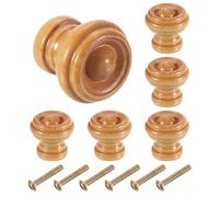 QUARKZMAN 6 Stück Holzknöpfe, 25mm/1" Runde Schrankknöpfe Einloch-Zuggriffe, Holz