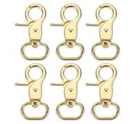 QUARKZMAN 6 Stück Metall Karabinerhaken Schlüsselanhänger, 15mm Swivel Trigger Verschlüsse Clips Schnallen Dreh Snap Ring Haken für Gurte Taschen Gürtel Lederhandwerk, Hellgold