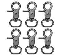 QUARKZMAN 6 Stück Metall Karabinerhaken Schlüsselanhänger, 15mm Swivel Trigger Verschlüsse Clips Schnallen Dreh Snap Ring Haken für Gurte Taschen Gürtel Lederhandwerk, Pistolenschwarz