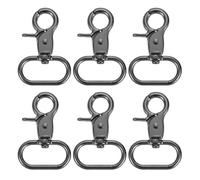 QUARKZMAN 6 Stück Metall Karabinerhaken Schlüsselanhänger, 25mm Swivel Trigger Verschlüsse Clips Schnallen Dreh Snap Ring Haken für Gurte Taschen Gürtel Lederhandwerk, Pistolenschwarz