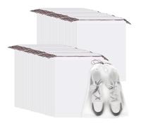 QUARKZMAN 60Stück Durchsichtige Schuhbeutel 40cm x 30cm Klare PE wasserdichte Schuhbeutel Große Tragbare Reiseaufbewahrungsbox Mit Zugband Passend Für Männer Und Frauen Für Reise Weiß