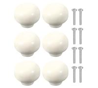 QUARKZMAN 6er Pack Keramische Schrankknöpfe 1.3 Zoll Runde Keramische Schubladengriffe Kommode Griffe Mit Montageschrauben Knöpfe Moderne Möbelgriffe Für Küche Schrank Schublade Beige