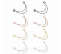 QUARKZMAN 8 Stück Magnetische Kleidungsclips, Herzförmig Kleidungsklammern mit Kette Kleider-Clips Hijab-Magnete für Kleidung Schals Hosenbeinen Brosche, Gold/Silber/Roségold/Schwarz