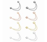 QUARKZMAN 8 Stück Magnetische Kleidungsclips, Quadratisch/Herzförmig Kleidungsklammern mit Kette Kleider-Clips Hijab-Magnete für Schals Hosenbeinen Brosche, Gold/Silber/Roségold/Schwarz