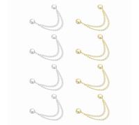 QUARKZMAN 8 Stück Magnetische Kleidungsclips, Rund Kleidungsklammern mit Kette Kleider-Clips Hijab-Magnete für Kleidung Schals Hosenbeinen Brosche, Gold/Silber