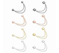 QUARKZMAN 8 Stück Magnetische Kleidungsclips, Rund/Quadratisch Kleidungsklammern mit Kette Kleider-Clips Hijab-Magnete für Kleidung Schals Hosenbeinen Brosche, Gold/Silber/Roségold/Schwarz