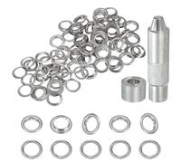 QUARKZMAN 80 Sätze Ösen Werkzeug Kit, 18mm Kupfer Prym Ösen Set, Metallösen Hohlnieten Grommets Ösenzange Tülle mit Stanz für Segeltuch Planen Leder Zelte Markisen DIY Handwerk, Silber