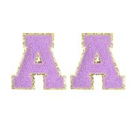 QUARKZMAN Chenille Buchstaben Aufnäher 2.2" Selbstklebende Buchstaben A Aufbügeln Gestickte Aufnäher Aufnähen Buchstaben Aufkleber Applikation Zum Reparieren Von Kleidung (Lila, 2 pcs)