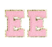 QUARKZMAN Chenille Buchstaben Aufnäher 2.2" Selbstklebende Buchstaben E Aufbügeln Gestickte Aufnäher Aufnähen Buchstaben Aufkleber Applikation Zum Reparieren Von Kleidung Jeans Rosa 2 pcs