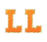 QUARKZMAN Chenille Buchstaben Aufnäher 2.2 Zoll Selbstklebende Alphabet L Aufbügeln Gestickter Aufnäher Aufnähen Buchstaben Aufkleber Applikation Zum Reparieren Orange Packung Mit 2 Stück