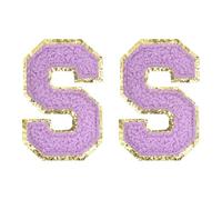 QUARKZMAN Chenille Buchstaben Patches 2.2" Selbstklebende Alphabet S Aufnäher Aufbügeln Gestickte Buchstaben Aufnäher Appliqué Zum Reparieren Von Kleidung Schuhe Hüte DIY (Lila, 2 pcs)
