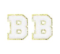 QUARKZMAN Chenille Buchstaben Patches 2.2" Selbstklebende Buchstaben B Aufbügeln Gestickte Patch Aufnähen Buchstaben Aufkleber Applikation Zum Reparieren Von Kleidung(Weiß, Packung Von 2)