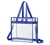 QUARKZMAN Durchsichtig Trage Tasche 13" x 6" x 13" PVC Wasserdichter Verschluss Umhängetasche mit Reißverschluss Verstellbarem Gurt für Stadion Events Kugel Spiel Konzert (Saphir Blau)
