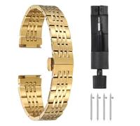 QUARKZMAN Edelstahl Uhrenarmbänder 20mm Uhrenarmband Metall Schnellverschluss Solides Stahlkettenuhrband Ersatz mit Faltschließe für Smartwatch Uhren Armband Herren Damen, Goldton
