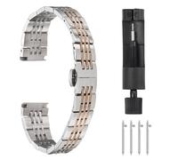 QUARKZMAN Edelstahl Uhrenarmbänder 20mm Uhrenarmband Metall Schnellverschluss Solides Stahlkettenuhrband Ersatz mit Faltschließe für Smartwatch Uhren Armband Herren Damen, Silber Rose