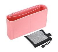QUARKZMAN Filz Handtaschen-Organizer-Einsatz Großer Handtaschen-Organizer-Einsatz Tote Bag Former Mit Reißverschluss Und Mesh Reißverschlussbeutel 27cm x 5.5cm x 15cm(Rosa)