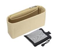 QUARKZMAN Filz Handtaschen-Organizer Einschub Großer Tragetaschen-Organizer Einschub Tote Bag Former Mit Reißverschluss Und Mesh Reißverschlussbeutel 19 x 5 x 10cm(Beige)