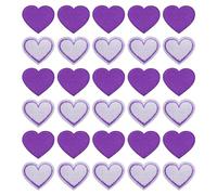 QUARKZMAN Flicken zum Aufbügeln Patches zum Aufbügeln Lila Bügelflicken Aufbügelbilder Herzförmige Aufnäher für Kleidung Jacken Rucksäcke Reparieren Dekorationen 30Stk,40x35mm