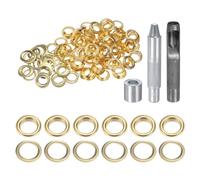 QUARKZMAN Grommet Werkzeug Kit, 100 Pcs 12mm Ösen mit 2 Ösenzange & 1 Scheiben Set, Metallösen Kupfer Tülle Stanzwerkzeug für Stoff Planen Leder Gewebe Vorhang Poolabdeckung, Gold