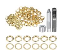QUARKZMAN Grommet Werkzeug Kit, 100 Pcs 14mm Ösen mit 2 Ösenzange & 1 Scheiben Set, Metallösen Kupfer Tülle Stanzwerkzeug für Stoff Planen Leder Gewebe Vorhang Poolabdeckung, Gold