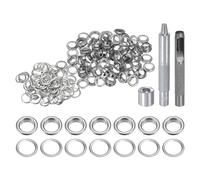 QUARKZMAN Grommet Werkzeug Kit, 100 Pcs 8mm Ösen mit 2 Ösenzange & 1 Scheiben Set, Metallösen Kupfer Tülle Stanzwerkzeug für Stoff Planen Leder Gewebe Vorhang Poolabdeckung, Silber