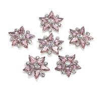 QUARKZMAN Handgemachte Stern Perlen Aufnäher, 6 Stück Glas Kristall Strass Applikationen Stern Aufnäher für DIY Kleidung Nähen Zubehör, Pink