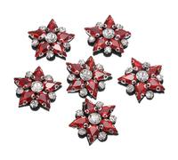 QUARKZMAN Handgemachte Sternperlen-Aufnäher, 6 Stück Glas Kristall Strass Applikationen Stern Aufnäher für DIY Kleidung Nähen Zubehör, Rot