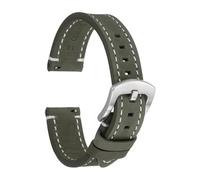 QUARKZMAN Leder Armbanduhr 24mm Breite Schnellwechsel Armband Rindsleder Ersatz Armband Silber Schnalle Für Männer Frauen Grau