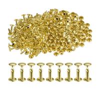 QUARKZMAN Leder Nieten 300 Set Metallniete Doppelkappe 12mm x 8mm Röhrenförmige Hohlnieten Lochzange für DIY Handwerk Gürtel Kleidung Reperatur Dekoration, Gold