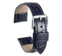 QUARKZMAN Leder Uhrenarmband 14mm Armband Elegante Uhrenarmbänder Smartwatch Armband Geprägtes Muster Rindsleder Uhrenarmband Ersatz mit Federstegen für Herren und Damen, Dunkelblau