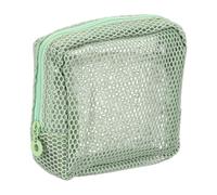 QUARKZMAN Mesh Makeup Bag 5"x2"x5" Kleine Toilettentasche Mit Reißverschluss Quadratischer Kosmetik Reiseorganizer Tragbare Aufbewahrungstasche Für Reise Alltagsaccessoires Matcha Grün