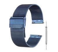 QUARKZMAN Mesh Uhrenarmbänder für Männer und Frauen, Edelstahl Schnellwechsel-Mesh Uhrenarmband Milanese Armband Verstellbares Ersatzarmband mit Werkzeugen für Geschenke (20mm, Dunkelblau)