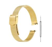 QUARKZMAN Mesh Uhrenarmbänder für Männer und Frauen, Edelstahl Schnellwechsel-Mesh Uhrenarmband Milanese Armband Verstellbares Ersatzarmband mit Werkzeugen für Geschenke (10mm, Gold)