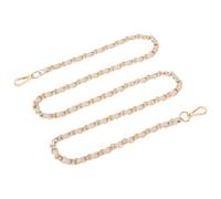 QUARKZMAN Metall 140cm Schultergurt Cross Body (Beig Riemen+Goldene Kette) | Taschenkette Kette Trageriemen Leder Eisen Flachkette Taschengurt mit Schnallen Riemen Umhängetasche Taschen