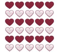 QUARKZMAN Patches zum Aufbügeln 30 Stück, 4cm Herz Flicken zum Aufbügeln, Bestickte Aufnäher zum Aufbügeln Bügelflicken für Hut Jacke Jeans Rucksäcke DIY Dekoration(Weinrot)