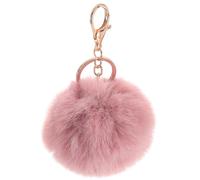 QUARKZMAN Pom Pom Schlüsselanhänger, 8cm Kunstpelz Puff Ball Schlüsselanhänger, Weicher Niedlicher Plüsch Flauschiger Ball Schlüsselring für Damen Geldbörsen Rucksäcke (Rosa Bohnenpaste)