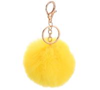 QUARKZMAN Pom Pom Schlüsselanhänger, 8cm Kunstpelz Puff Ball Schlüsselanhänger, Weicher Niedlicher Plüsch Flauschiger Ball Schlüsselring für Damen Geldbörsen Handtaschen Rucksack (Gelb)