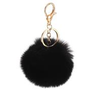 QUARKZMAN Pom Pom Schlüsselanhänger, 8cm Kunstpelz Puff Ball Schlüsselanhänger, Weicher Niedlicher Plüsch Flauschiger Ball Schlüsselring für Damen Geldbörsen Handtaschen Rucksack (Schwarz)