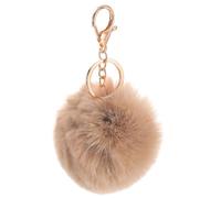 QUARKZMAN Pom Pom Schlüsselanhänger, 8cm Kunstpelz Puff Ball Schlüsselanhänger, Weicher Niedlicher Plüsch Flauschiger Ball Schlüsselring für Damen Geldbörsen Handtaschen Rucksack (Khaki)