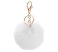 QUARKZMAN Pom Pom Schlüsselanhänger, 8cm Kunstpelz Puff Ball Schlüsselanhänger, Weicher Niedlicher Plüsch Flauschiger Ball Schlüsselring für Damen Geldbörsen Handtaschen Rucksack (Weiß)
