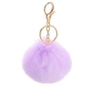 QUARKZMAN Pom Pom Schlüsselanhänger, 8cm Kunstpelz Puff Ball Schlüsselanhänger, Weicher Niedlicher Plüsch Flauschiger Ball Schlüsselring für Damen Geldbörsen Handtaschen Rucksack (Lila)