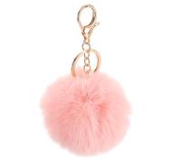 QUARKZMAN Pom Pom Schlüsselanhänger, 8cm Kunstpelz Puff Ball Schlüsselanhänger, Weicher Niedlicher Plüsch Flauschiger Ball Schlüsselring für Damen Geldbörsen Rucksäcke (Leder Pink)