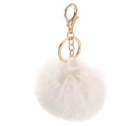 QUARKZMAN Pom Pom Schlüsselanhänger, 8cm Kunstpelz Puff Ball Schlüsselanhänger, Weicher Niedlicher Plüsch Flauschiger Ball Schlüsselring für Damen Geldbörsen Handtaschen Rucksack (Beige)